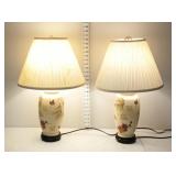 (2) Autumn Lamps w/ Brass Finales - One shade has