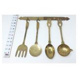 Brass Kitchen Utensil Set w/ Hanging Rail