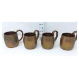 (4) Solid Copper Mugs By West Bend Aluminum Co.