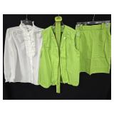 Lime Green Vintage Vest & Skirt w/Blouse