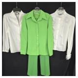Green Polyester Pantsuit w/(2) Blouses