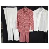 Red Check Polyester Pantsuit w/Extra Slacks &