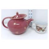 Hall China Windshield Mauve Teapot & Floral Mug