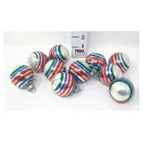 (10) Vintage Striped Shiny Brite Ornaments