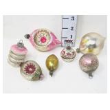 (7) Vintage Glass Ornaments- Reflector Indents &