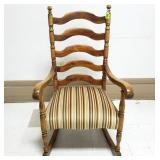 Striped Upholstered Wooden Rocker