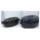 (2) Enamelware Roasting Pans w/Lids