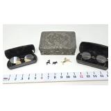 Vintage Jewelry Box, Eye Glasses, Charms & Music