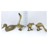 (4) Brass Duck/Goose Figurines