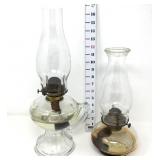 (2) Clear Glass Oil Lamps