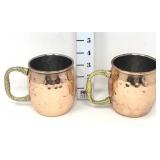 (2) Hammered Copper Toned Mugs