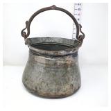 Primitive Tinned Copper Pot w/ Forged Iron Bail,