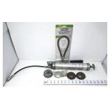 Grease Gun, Assortment of Metal Caps, Grease Hose