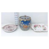 Blue Ginger Jar & (2) Trinket Trays