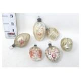 (6) Antique Mercury Glass Ornaments - One metal