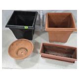 (1) Terracotta & (3) Plastic Planters