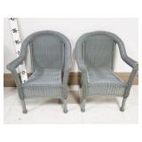 (2) Gray Plastic Woven Chairs