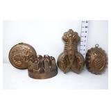 (4) Vintage Copper Decorative Molds