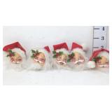 (5) Annalee Santa Head Ornaments - 1981