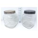 (2) Clear Glass Storage Jars w/ Lids