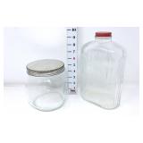 Clear Ribbed Glass Bottle & Storage Jar w/ Lids