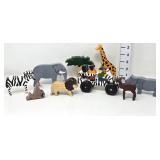 Wooden Zoo Animals, Tree & Jeep