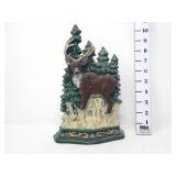 Cast Iron Painted Deer in the Woods Doorstop