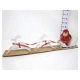 Vintage Red Plastic Santa w/Sleigh & Reindeer