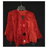 Fun Red Velour Cape w/Suits of Cards Buttons &
