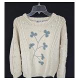 Wool Floral Design Sweater Size L