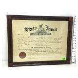1912 State of Iowa Nurses Certificate
