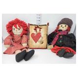 Raggedy Anne & Andy w/Pillow