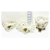(3) Goofus Opalescent Ruffled Bowls