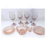 Pink Depression Glass & Pink Colored Wine Glasses