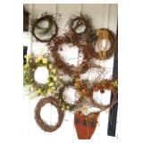 (10) Twig & Vine Wreaths & Wooden Heart Hanging