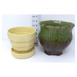Yellow McCoy Planter & Green & Brown Planter