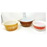 (3) Pyrex Bowls - New Dot, Butterfly Gold & Early