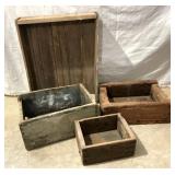 (4) Primitive Wooden Boxes