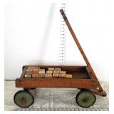 Child's Playmate Wooden Wagon w/Blocks