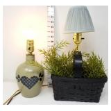 Converted Basket Lamp & Pottery Lamp