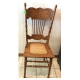 Chair w/Cane Seat & Carved Back