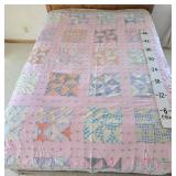 Pink Hand Tied Patchwork Quilt (It has holes on