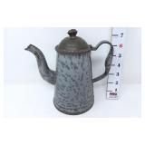 Gray Mottled Enamelware Coffee Pot