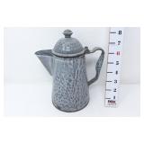Gray Mottled Enamelware Coffee Pot