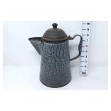 Gray Mottled Enamelware Coffee Pot