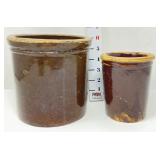 (2) Glazed Stoneware Crocks - Some chips on rims