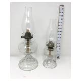 (2) Clear Glass Oil Lamps