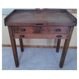 Wooden Work Table w/Metal Lined Drawer