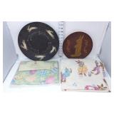 (2) Easter Rabbit Painted Plates & (2)