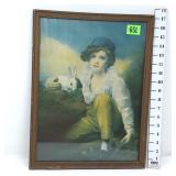 'Vintage Boy w/Rabbit' Art - 1925 Borin Mfg Co.